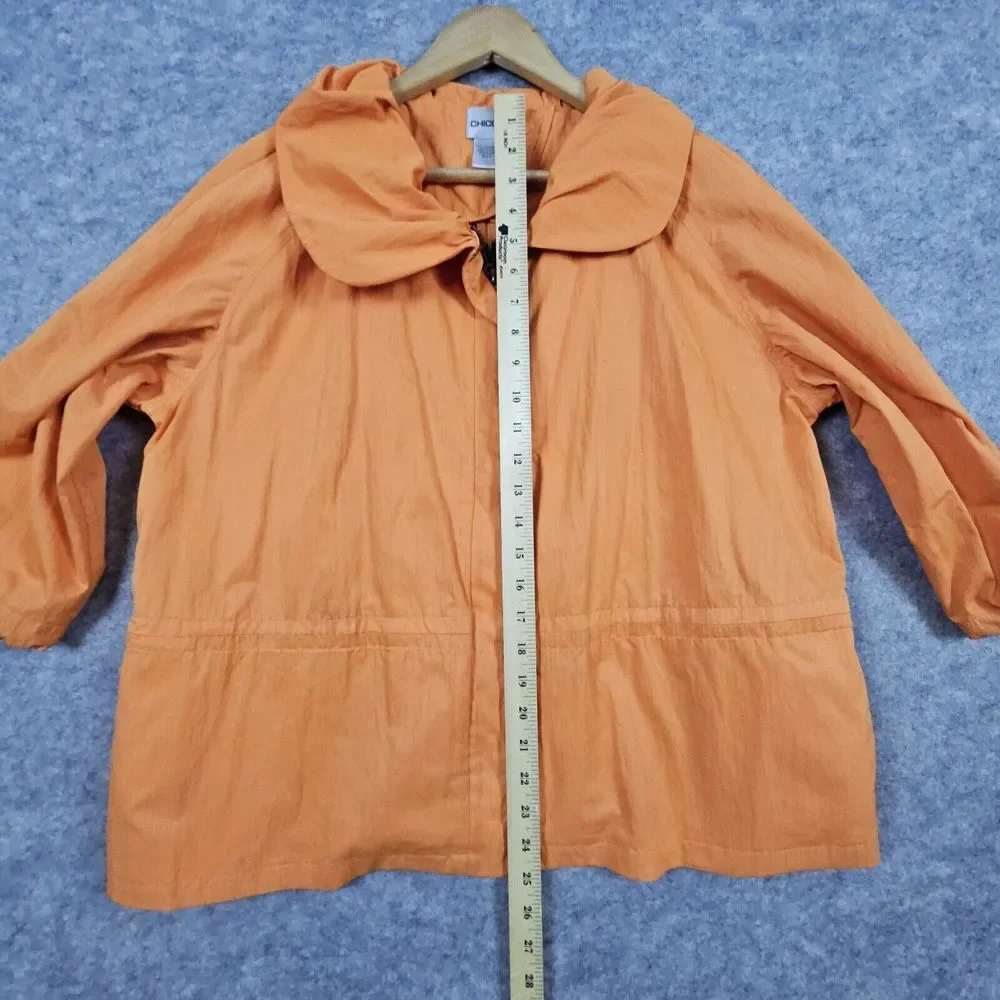 Chico's Women Full Zip Windbreaker Jacket Size 2‎ (M) Pumpkin Orange SLIGHT WEAR